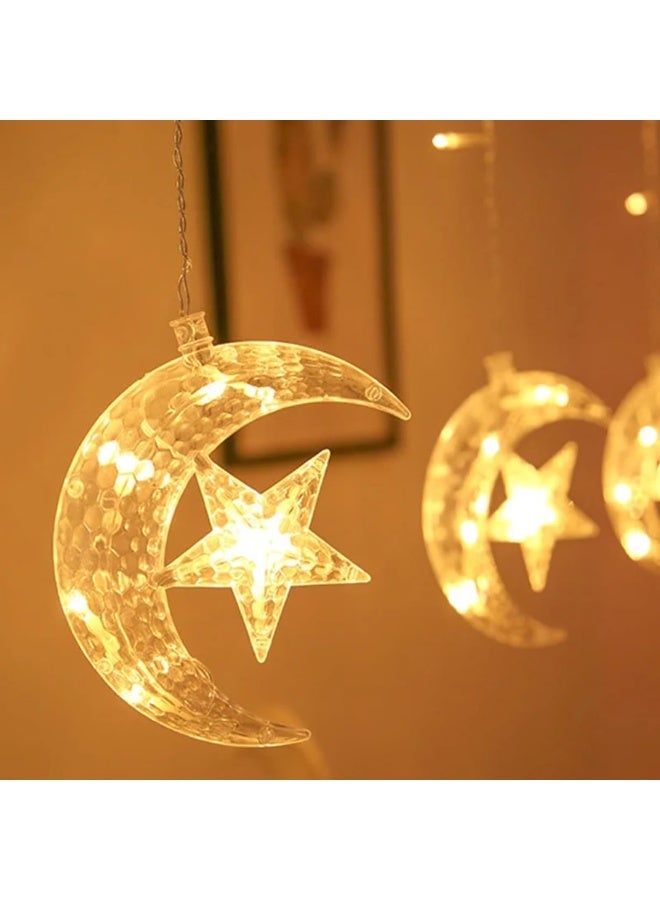 Ramadan Decorative LED String Lights – 3 Meter Warm White Crystal Star & Moon (20 LEDs) - Image 1